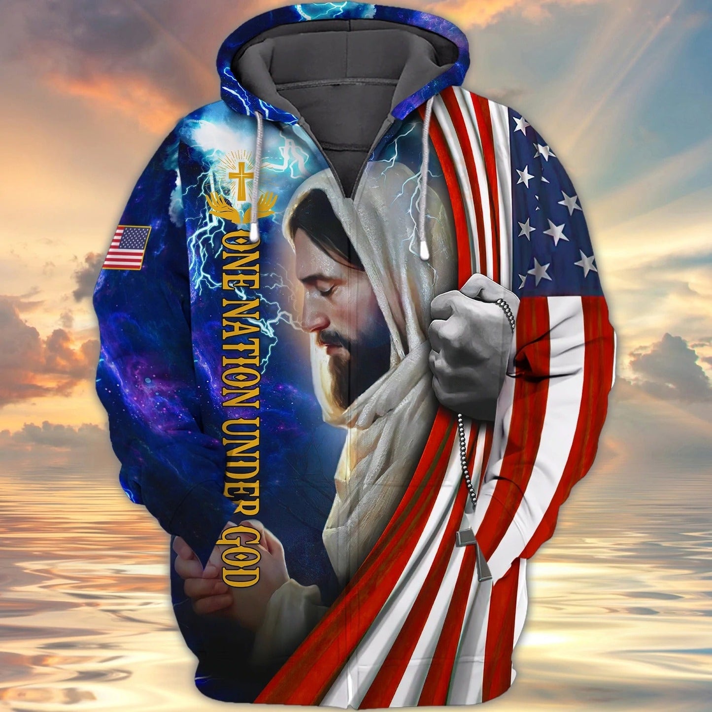 One Nation Under God Christian 3D Full Printed Shirts, 4Th Of July Independece 3D Hoodie, Patriotic Clothing TO0215