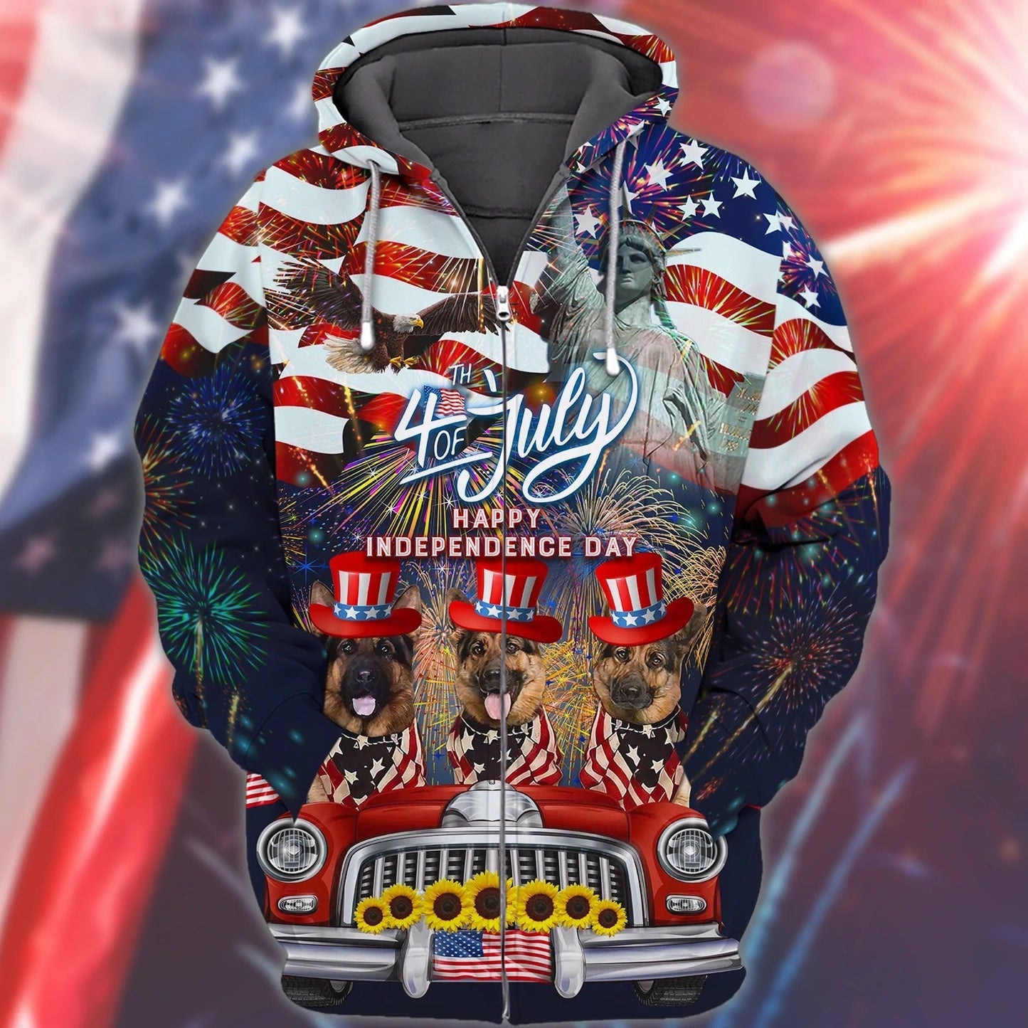 German Shepherd American Hawaiian Shirt - Independence Day Is Coming 3D All Over Print T Shirt - 4Th Of July 3D Hoodie TO0167