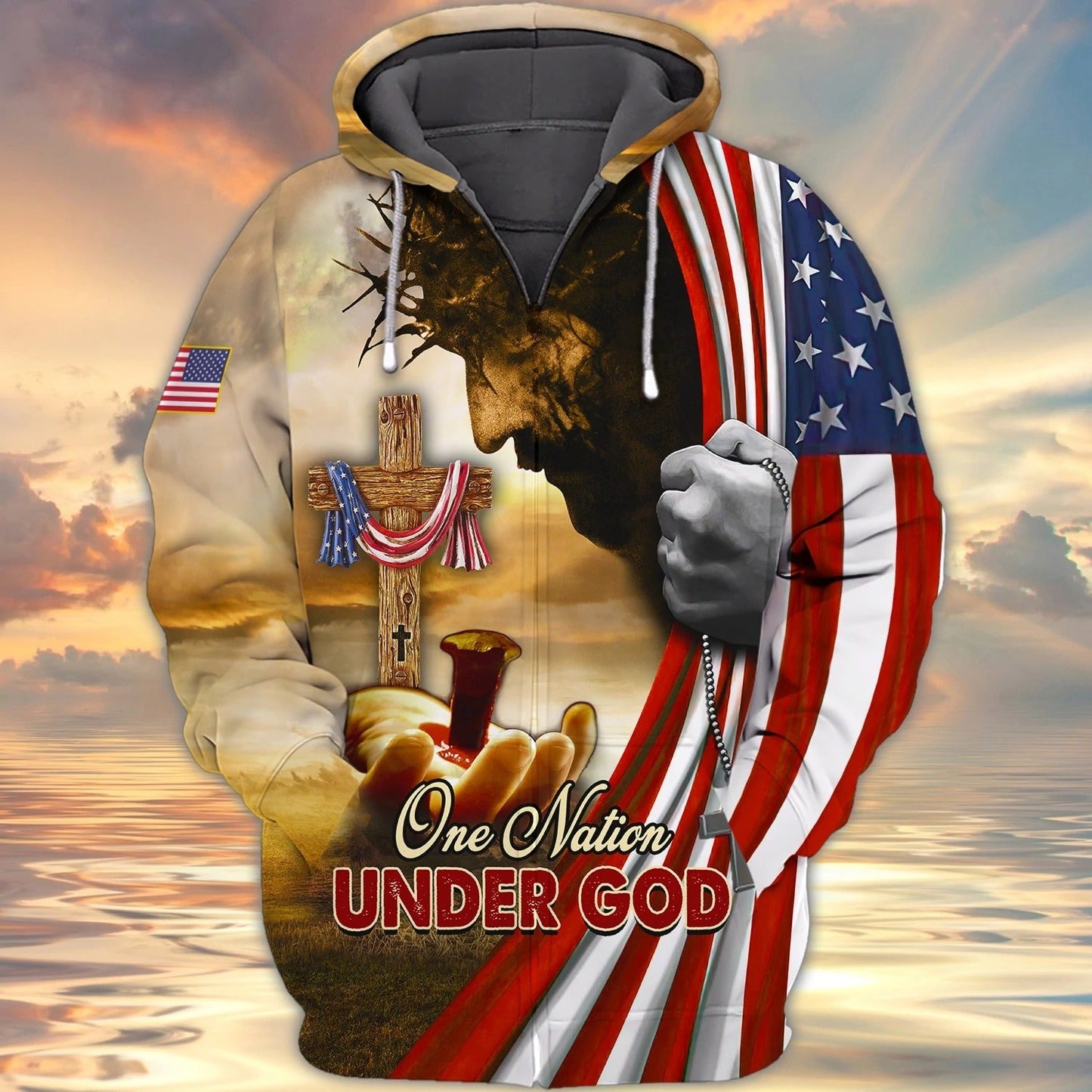 One Nation Under God Christian 3D Full Printed Shirts, Independence Day Hoodie 3D Tee Shirt, Patriotice 3D Tshirts TO0214