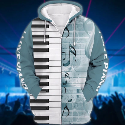 3D All Over Print Piano T Shirt, I Love Piano 3D Hoodie Shirts, Gift For Guitar Men Woman TO2848