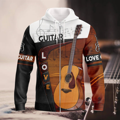 3D All Over Print T Shirt Love Guitar For Guitarist, Gift For Guitar Lover, Guitar Sublimation Shirt Hoodie TO0204