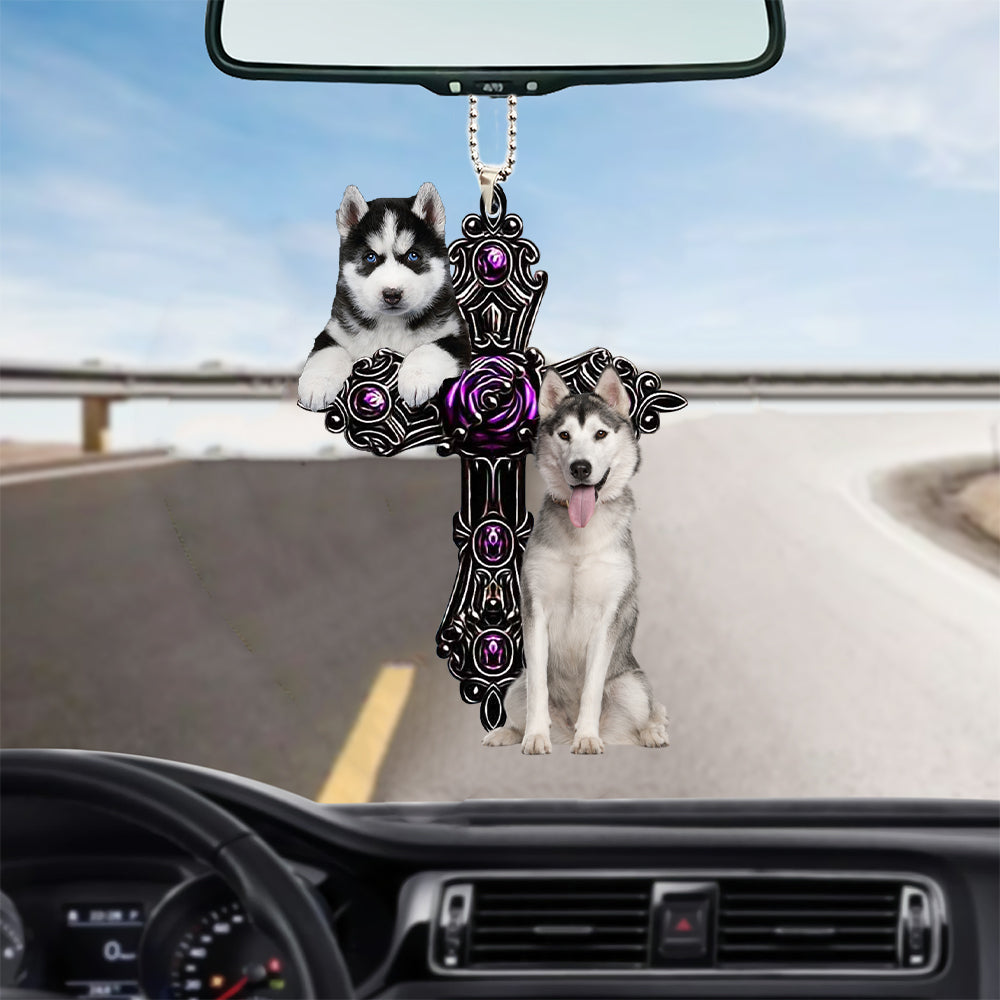 Husky Pray For God Car Mirror Interior Ornament Dog Pray For God Ornament Lasfour OO0708