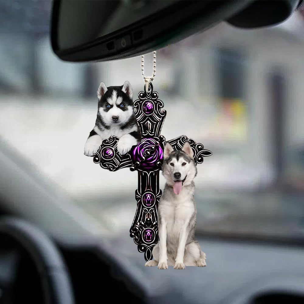 Husky Pray For God Car Mirror Interior Ornament Dog Pray For God Ornament Lasfour OO0708