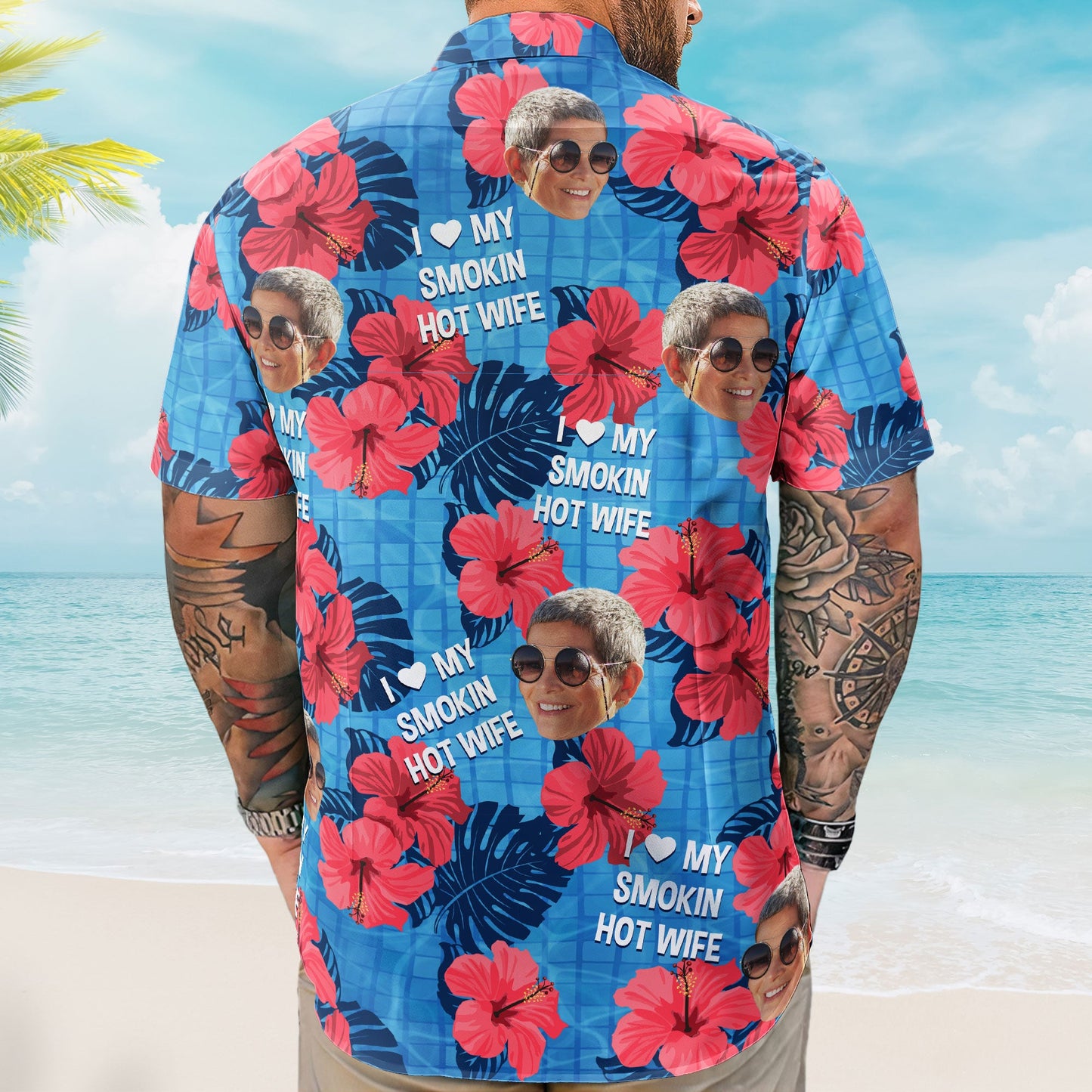 I Love My Smokin Hot Wife Summer Vacation For Husband - Personalized Hawaiian Shirt HA0044