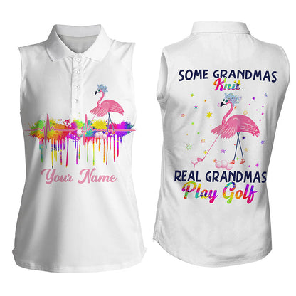 Women sleeveless polo shirt custom some grandmas knit real grandmas play golf flamingo grandmas golfer SO1318