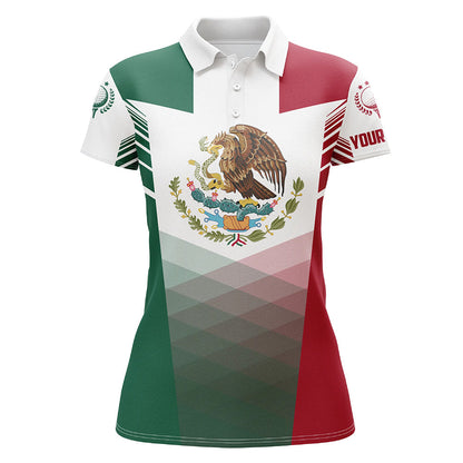 Mexican Flag Womens Golf Polo Shirts Custom Mexico Golf Outfit Women, Unique Ladies Golf Apparel GO0028