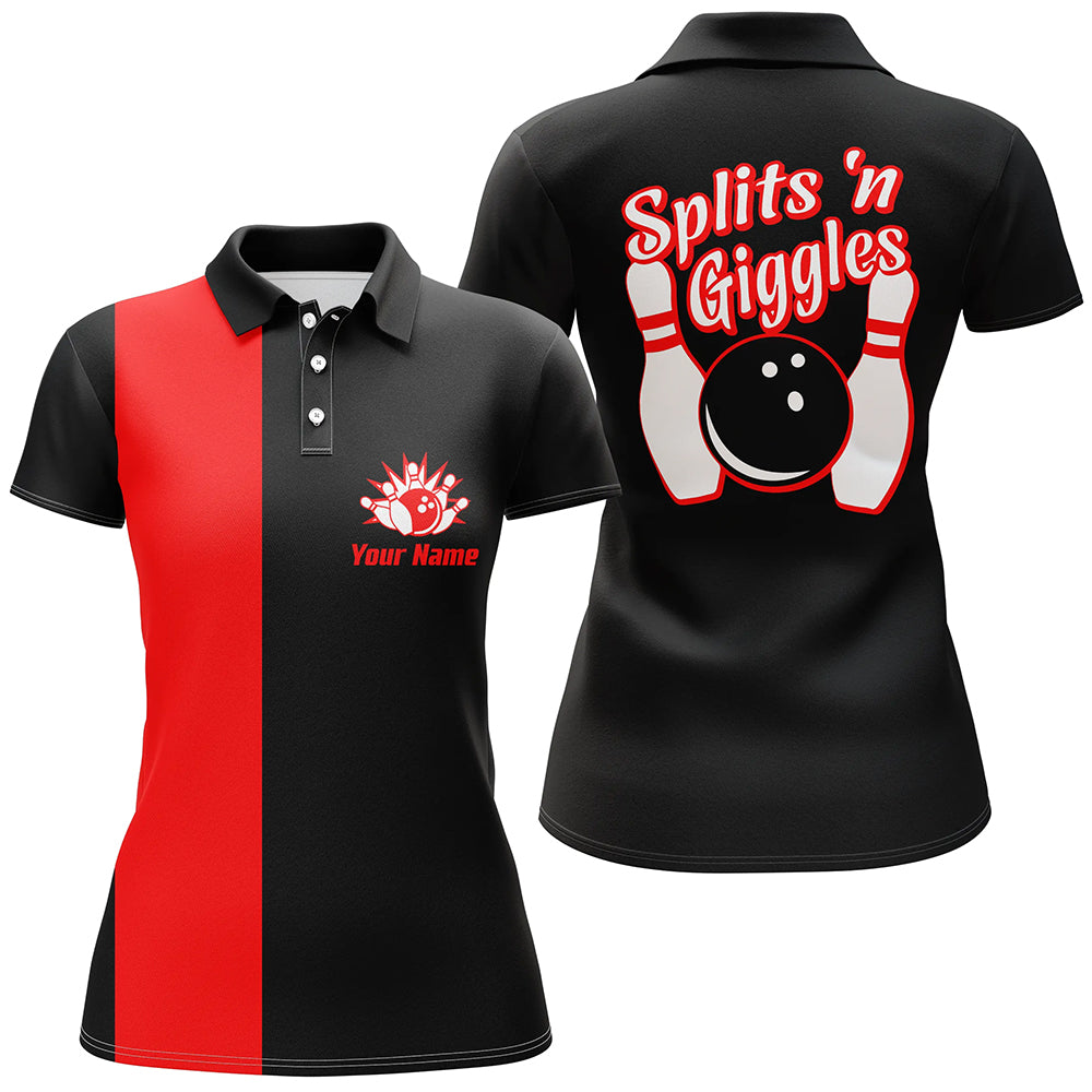 Splits'n Giggles Bowling polo Shirt For Women, Personalized Multicolor Retro Bowling Polo Shirt SO0935