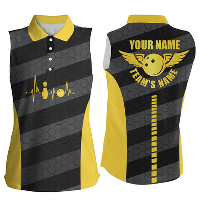 Women Bowling Sleeveless Polo Shirts Custom Bowling Team Shirts For Bowlers, Idea Gift for Bowling Lover SO1366