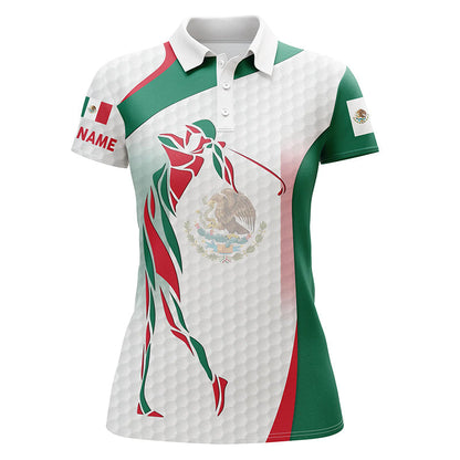 Mexican Flag Womens Golf Polo Shirts Custom Mexico Golf Outfit Women, Unique Ladies Golf Apparel GO0028