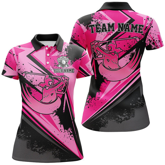 Womens Golf Polo Shirt Custom Multi Color Camo Black Female Golf Attire For Women, Ladies Golf Tops GO0031