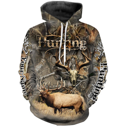 Elk Hunting Camo Custom Name 3D Full Printing Shirts, Hoodie - Personalized Hunting Gifts SO0439