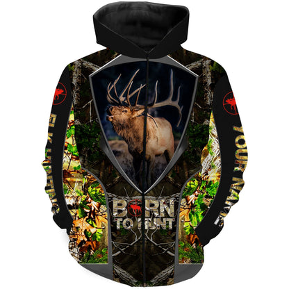 Born to Hunt' Elk Hunting Camo Custom name 3D All over Print Shirts, Personalized Elk Hunters Gifts SO0430