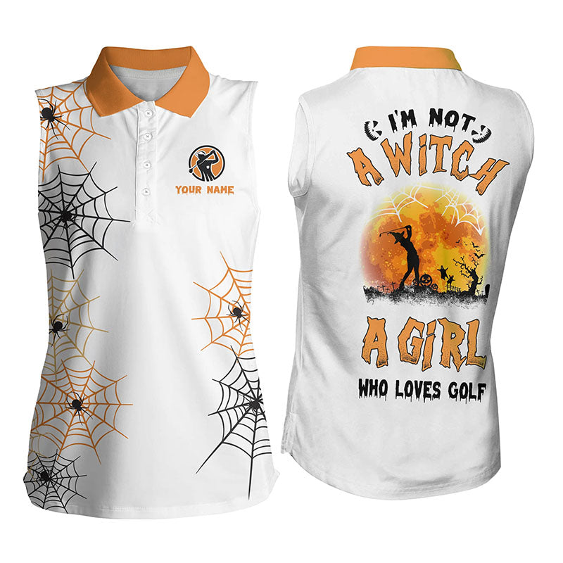 I'm Not a Witch a Girl Who Loves Golf Halloween Womens Golf Polo Shirt, Customized Halloween Golf Shirts For Women, Funny Golf Gifts GO0001