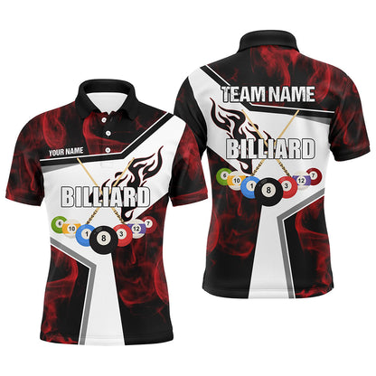 Billiard Orange Funny Skeleton With 8 Ball Customized Name, Team Name 3D Polo Shirt For Men BIO0019