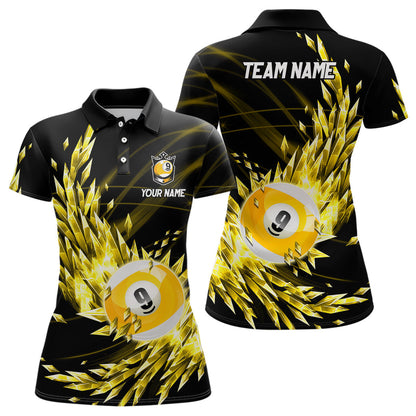 Billiard Blue or Yellow Frozen Ice Customized Name, Team Name 3D Polo Shirt For Women BIO0011