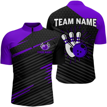 Personalized Name Team Multi Color Bowling Jersey Men Custom Bowling Shirt Team Bowling Quarter-Zip Shirts SO0926