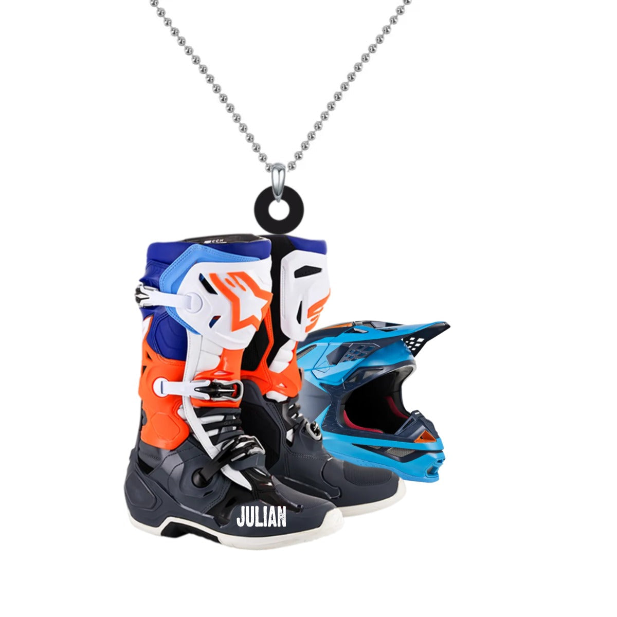 Personalized Motocross Boots Helmet Car Hanging Ornament, Motocross Boots Helmet Ornament SO0767