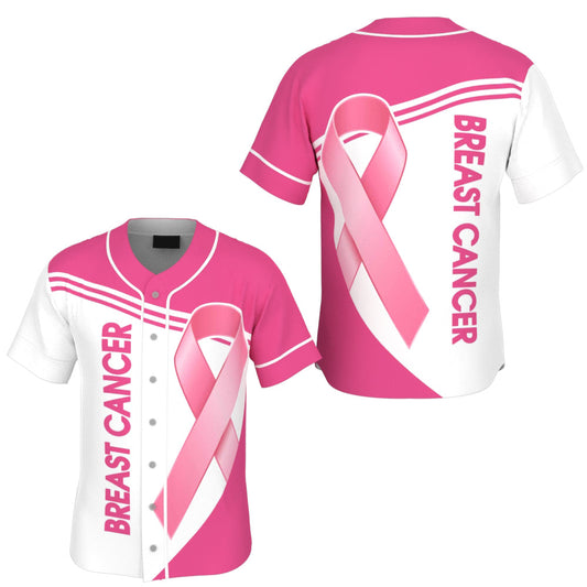 Breast Cancer Awareness Pink Ribbon Baseball Jersey, Gift For Breast Cancer Survivor SO0178