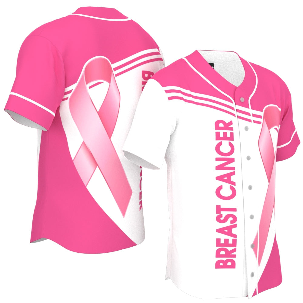 Breast Cancer Awareness Pink Ribbon Baseball Jersey, Gift For Breast Cancer Survivor SO0178