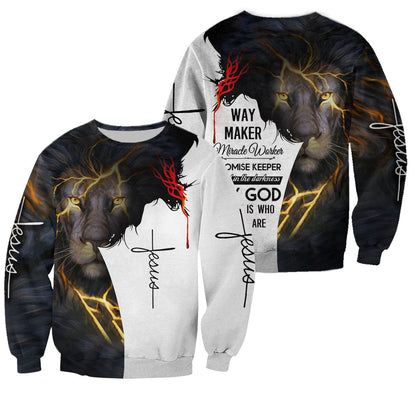 Jesus Way Maker 3D All Over Printed Shirts My God That Is Who You Are Lion Jesus 3D Hoodie Shirts TO0251