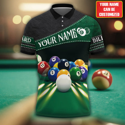 Custom Your Name Leather Billiard Polo Shirt, Best Personalized Billiard Shirt for Men Women SO0891