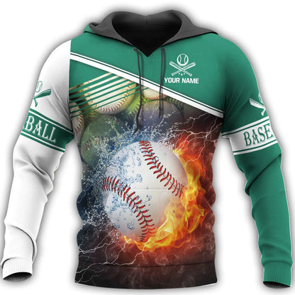 Customized 3D All Over Printed Baseball Shirt Fire Ball Pattern, Baseball Hoodie, To My Son Baseball Player TO0090