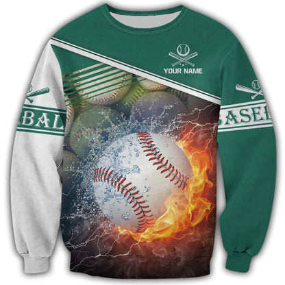 Customized 3D All Over Printed Baseball Shirt Fire Ball Pattern, Baseball Hoodie, To My Son Baseball Player TO0090