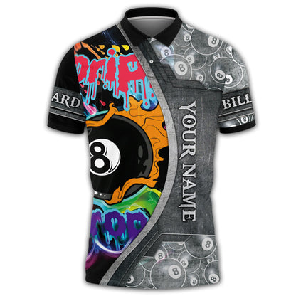 3D All Over Print Drip and Drop Ball Billiard Polo Shirt, Ball Pattern Billiard Uniform SO0892