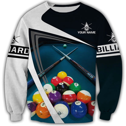 Personalized Name Billiard Shirt Men Women, Billiard 3D Hoodie, Billiard Team Uniform, Billiard Lover Gift TO0019