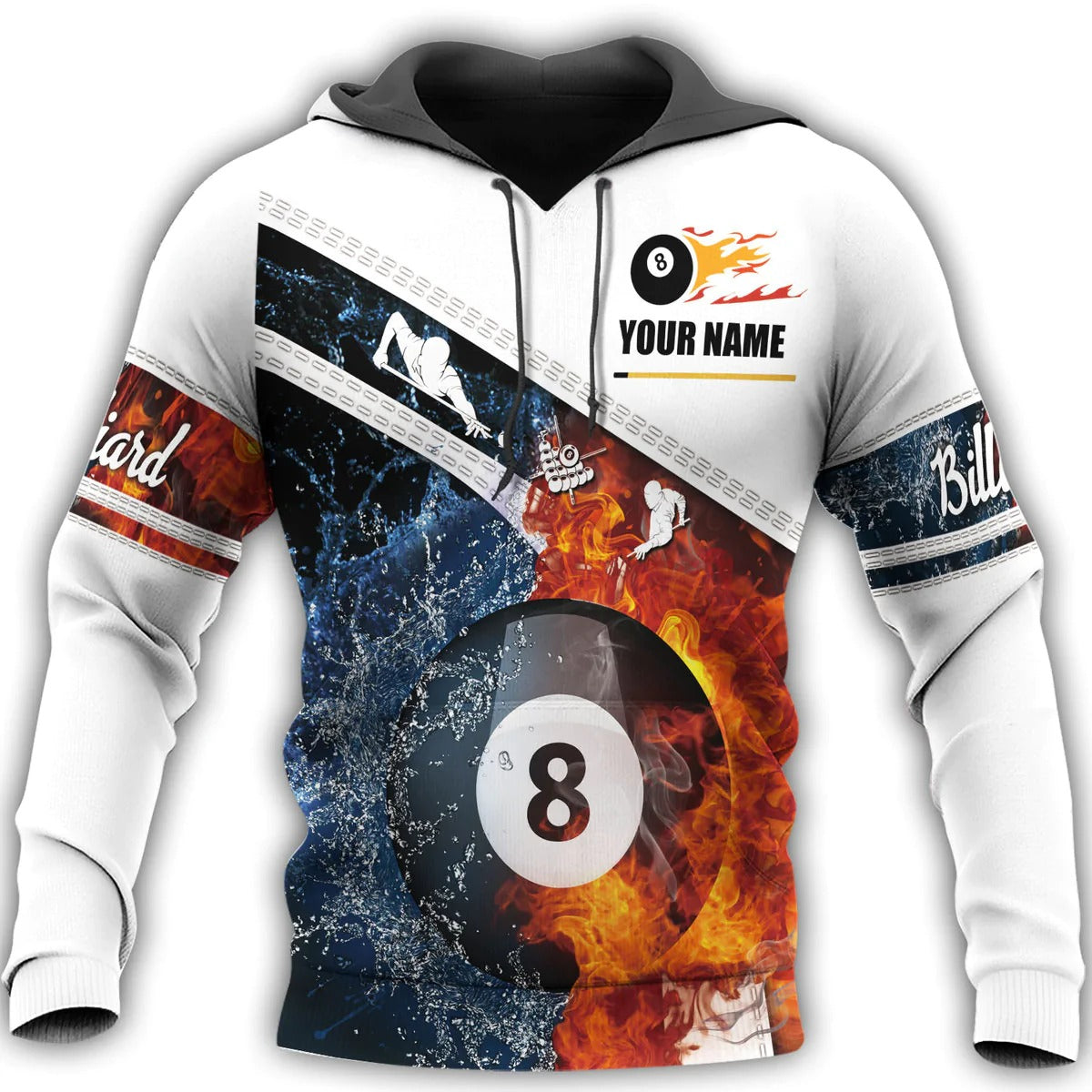 Custom Name Billiard 3D Shirt Uniform, Billiard Fire Hoode All Over Print, Billiard Team Uniform TO0006