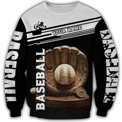 Custom Name Baseball 3D Tee Shirt For Men Women, Baseball Pattern Hoodie, Winter Baseball Player Gift TO0094