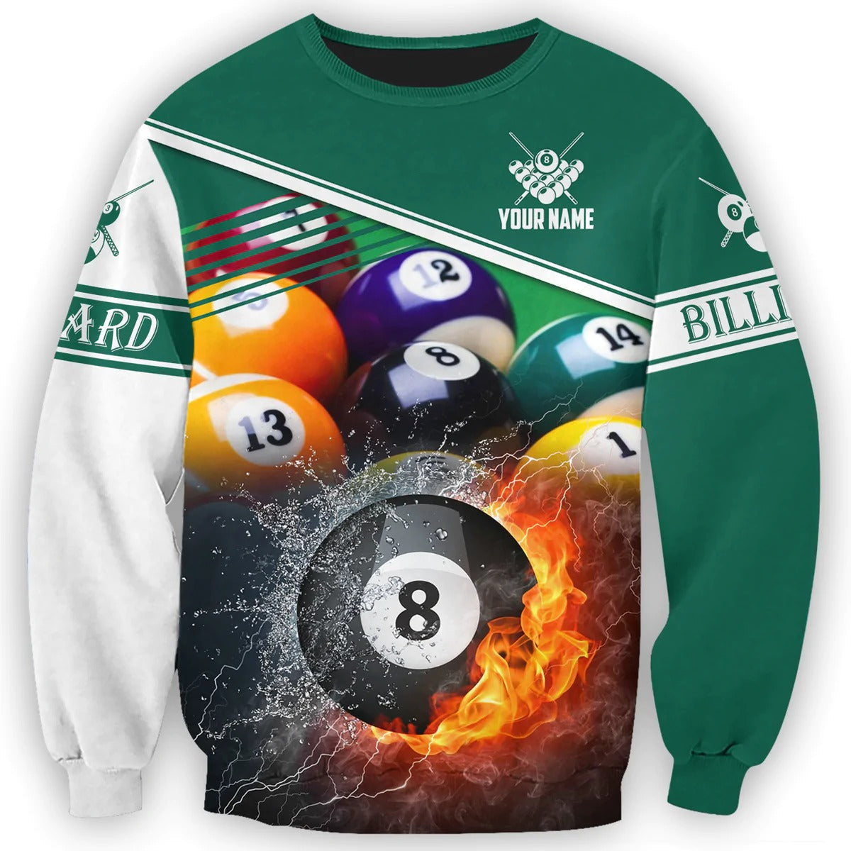 Custom Name Billiard Shirt, Billiard Fire Colorful Hoodies, Billiard Team Uniform, Gift For Billiard Player TO0028