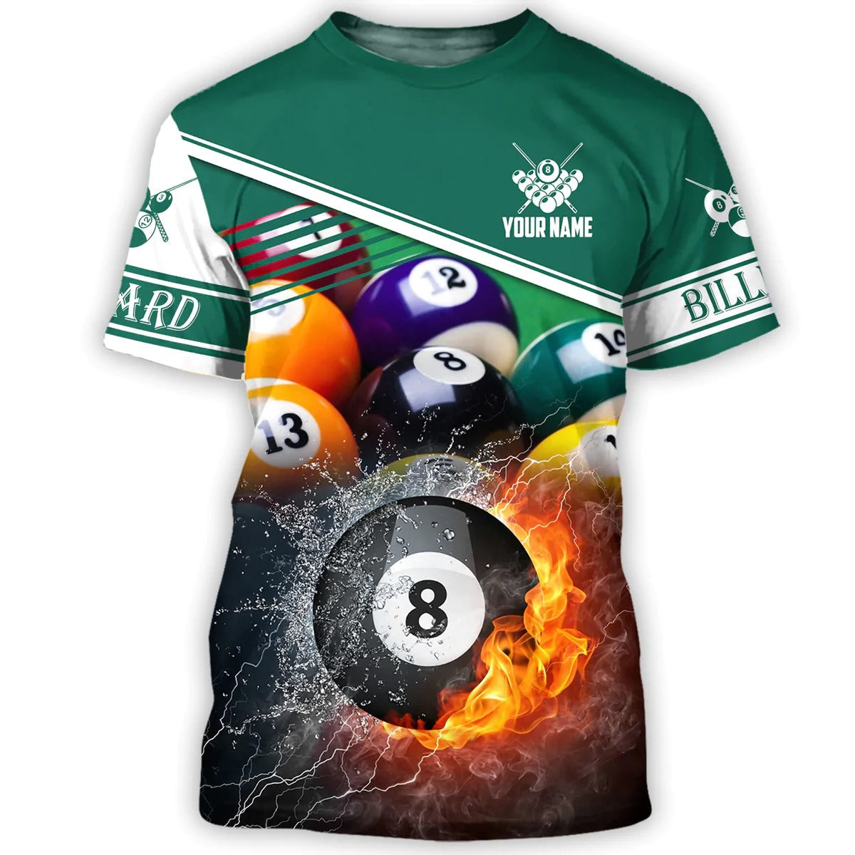 Custom Name Billiard Shirt, Billiard Fire Colorful Hoodies, Billiard Team Uniform, Gift For Billiard Player TO0028