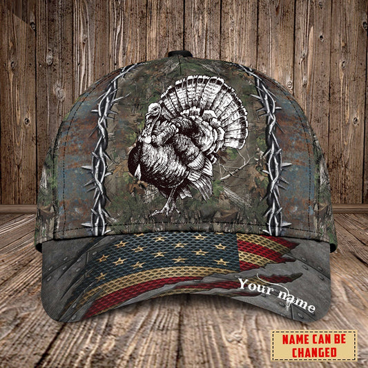 Personalized Name Turkey Hunting Cap NDB02, Father's Day Birthday Gift For Son Dad Grandpa Husband CA0025