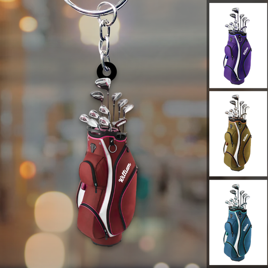 Personalized golf bag acrylic keychain - gift for golf lovers KY0001