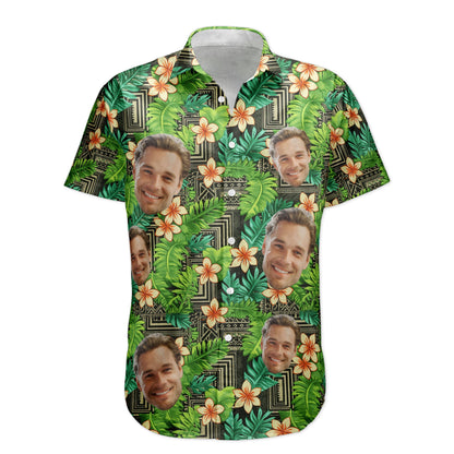 Kapa Hawaiian Pattern Tropical Aloha Shirts With Face - Custom Photo Hawaiian Shirts HA0071