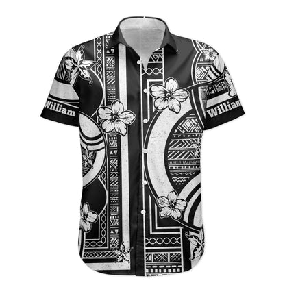 Kapa Hawaiian Pattern Vintage Black Aloha Shirts With Name - Custom Hawaiian Shirts HA0124