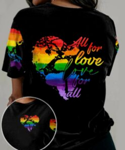 LGBT Pride All For Love Love For All 3D All Over Printed Shirt For LGBT Pride Month, Gift For Gay Man LO0618