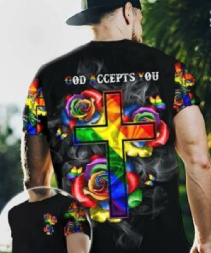 Pride Shirt For Gay, God Accepts You In Rose Background, Gift For Gay Man LO0718