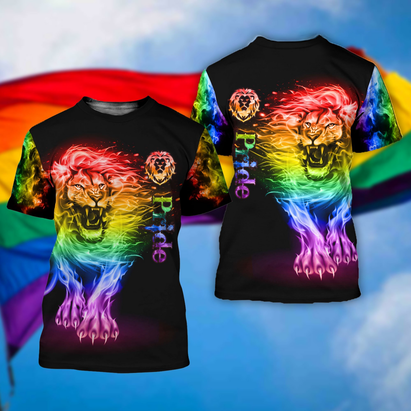 T Shirt For Coupld Gay Men, LGBT Pride Proud Lion 3D All Over Printed Shirt For Pride Gay LO0713