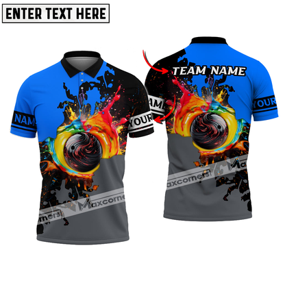 Bowling Ball Painting Multicolor Option Customized Name & Team Name 3D Polo Shirt, Gift for Bowling Players Team BO0407