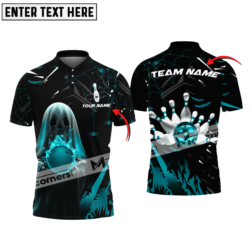 Bowling Halloween Ball Flame Multicolor Option Customized Name, Team Name 3D Polo Shirt BO0404