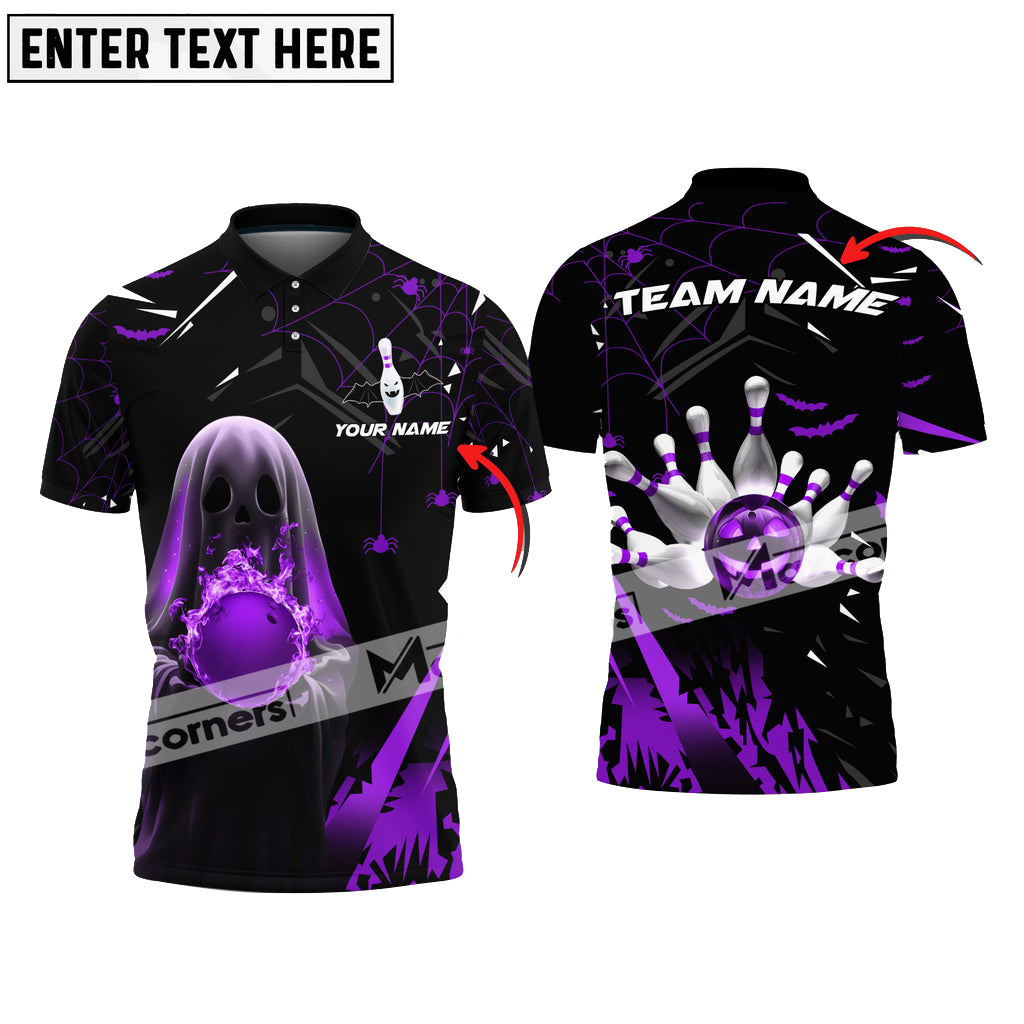 Bowling Halloween Ball Flame Multicolor Option Customized Name, Team Name 3D Polo Shirt BO0404