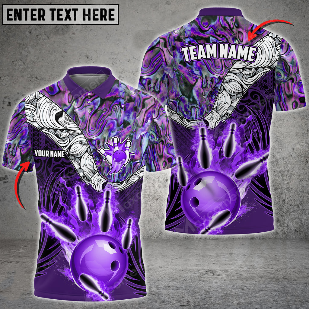 Bowling & Pins Tattoo Maori Multicolor Option Customized Name And Team Name 3D Polo Shirt BO0460