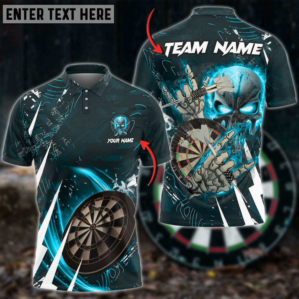 Darts Skull Of Punishment Multicolor Options Personalized Name, Team Name 3D Polo Shirt DMO0247