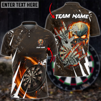 Darts Skull Of Punishment Multicolor Options Personalized Name, Team Name 3D Polo Shirt DMO0247