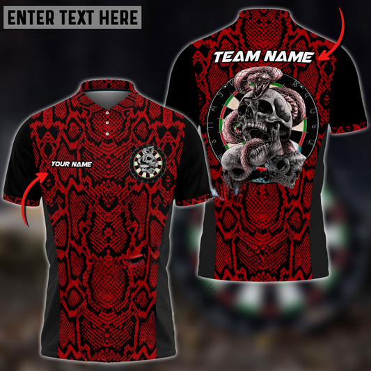 Darts Snake And Skull Pattern Multicolor Options Personalized Name, Team Name 3D Polo Shirt DMO0244