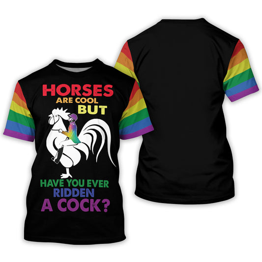 Funny Gay Pride Shirt, Ridden A Cock Rainbow Shirt, Gift For Pride Month LO0681