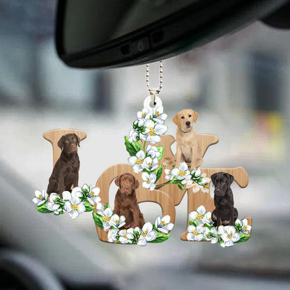 Labrador Retriever Love Flowers Dog Lover Car Hanging Ornament Car Decor Gift OO0894