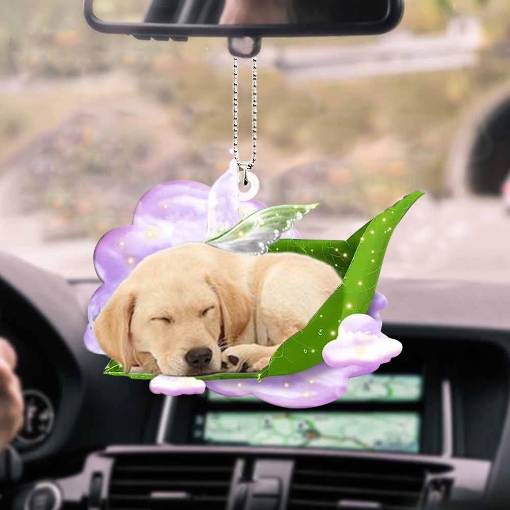 Labrador Retriever Sleep On Fallen Leaves Car Hanging Ornaments, Car Decor Accessories For Dog Lovers OO0532